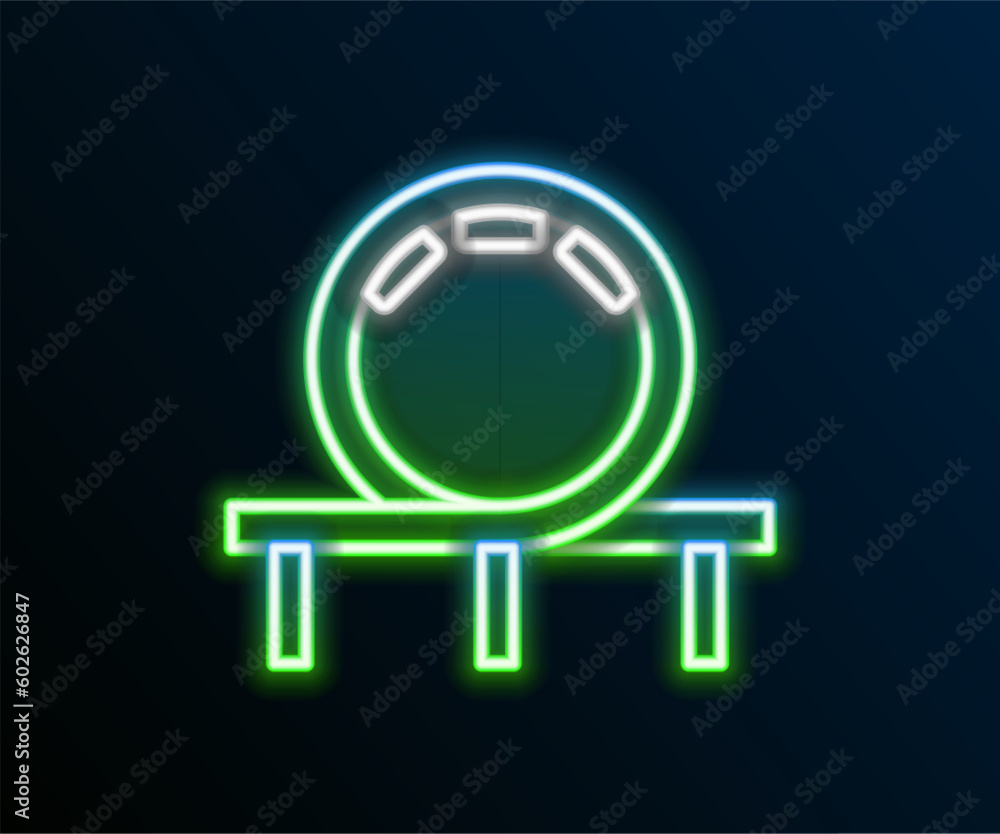 Glowing neon line Roller coaster icon isolated on black background. Amusement park. Childrens entertainment playground, recreation park. Colorful outline concept. Vector Glowing neon line Roller coaster icon isolated on black background. Amusement park. Childrens entertainment playground, recreation park. Colorful outline concept. Vector
