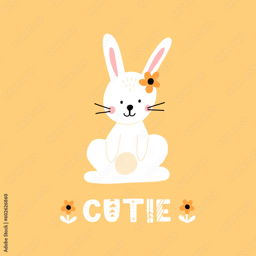 Icon of cute rabbit in cartoon style. Bunny pet silhouette. Hare and rabbit colorful illustration for childrens book, postcards and posters. Icon of cute rabbit in cartoon style. Bunny pet silhouette. Hare and rabbit colorful illustration for childrens book, postcards and posters.