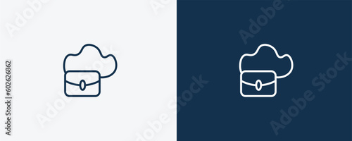 hobo bag icon. Outline hobo bag icon from clothes and outfit collection. Linear vector isolated on white and dark blue background. Editable hobo bag symbol.