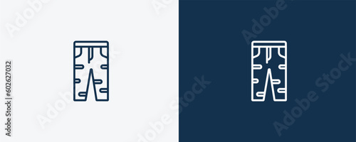 boyfriend low jean icon. Outline boyfriend low jean icon from clothes and outfit collection. Linear vector isolated on white and dark blue background. Editable boyfriend low jean symbol.