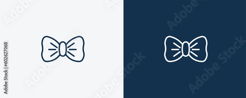 bow tie icon. Outline bow tie icon from clothes and outfit collection. Linear vector isolated on white and dark blue background. Editable bow tie symbol.