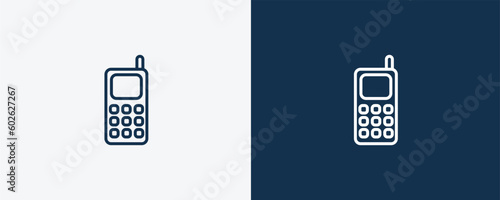 cellphone icon. Outline and filled cellphone icon from education and science collection. Linear vector isolated on white and dark blue background. Editable cellphone symbol.