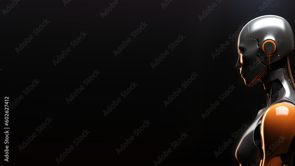 Android isolated on black background, generative ai Android isolated on black background, generative ai