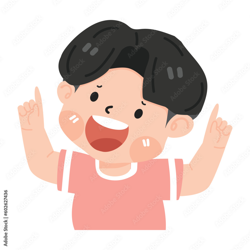 Kid boy pointing his finger upwards Kid boy pointing his finger upwards