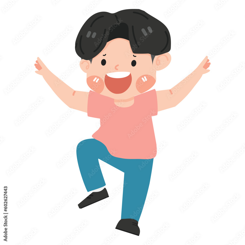 Cute boy jumping high in air cartoon Cute boy jumping high in air cartoon