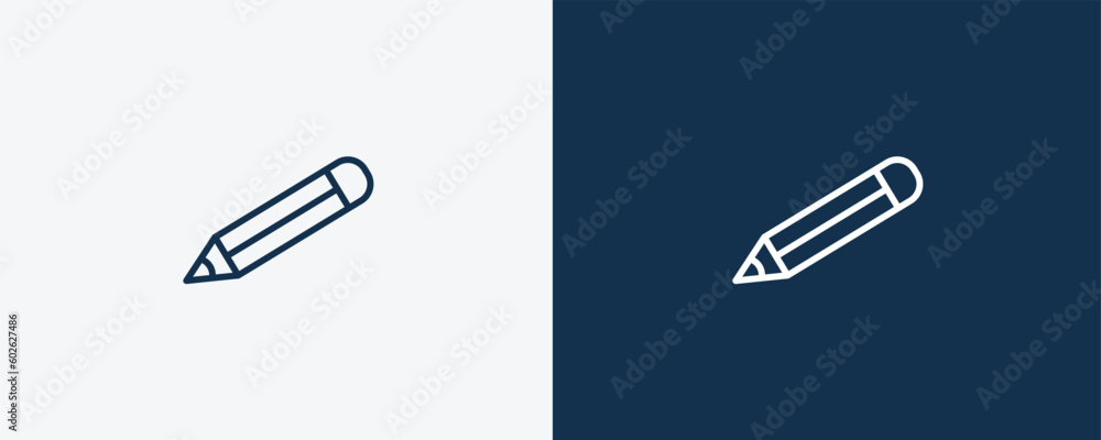 geometric pencil icon. Outline and filled geometric pencil icon from education and science collection. Linear vector isolated on white and dark blue background. Editable geometric pencil symbol. geometric pencil icon. Outline and filled geometric pencil icon from education and science collection. Linear vector isolated on white and dark blue background. Editable geometric pencil symbol.