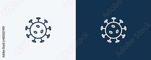 virus icon. Outline and filled virus icon from education and science collection. Linear vector isolated on white and dark blue background. Editable virus symbol.
