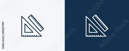 measuring tools icon. Outline and filled measuring tools icon from education and science collection. Linear vector isolated on white and dark blue background. Editable measuring tools symbol.