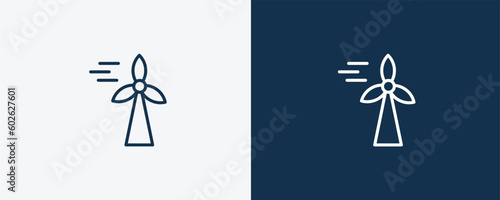 eolic energy icon. Outline eolic energy icon from automation and high tech collection. Linear vector isolated on white and dark blue background. Editable eolic energy symbol.