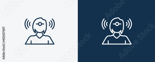 telekinesis icon. Outline telekinesis icon from automation and high tech collection. Linear vector isolated on white and dark blue background. Editable telekinesis symbol.