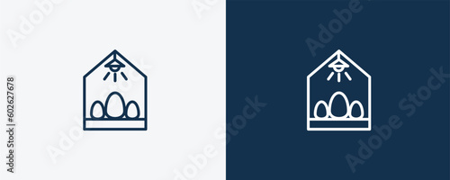 egg incubator icon. Outline egg incubator icon from automation and high tech collection. Linear vector isolated on white and dark blue background. Editable egg incubator symbol.