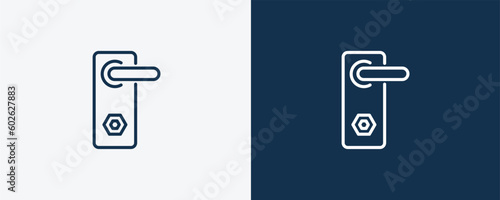 doorknob sign icon. Outline doorknob sign icon from hotel and restaurant collection. Linear vector isolated on white and dark blue background. Editable doorknob sign symbol.
