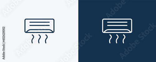 air conditioner icon. Outline air conditioner icon from hotel and restaurant collection. Linear vector isolated on white and dark blue background. Editable air conditioner symbol.