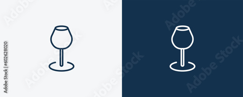 wine glass icon. Outline wine glass icon from hotel and restaurant collection. Linear vector isolated on white and dark blue background. Editable wine glass symbol.