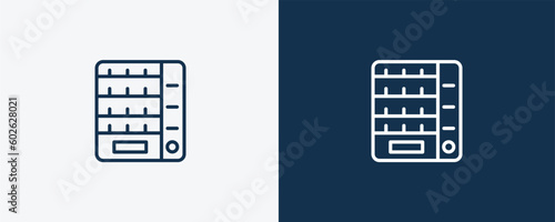 vending machine icon. Outline vending machine icon from hotel and restaurant collection. Linear vector isolated on white and dark blue background. Editable vending machine symbol.