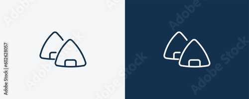 onigiri icon. Outline onigiri icon from hotel and restaurant collection. Linear vector isolated on white and dark blue background. Editable onigiri symbol.