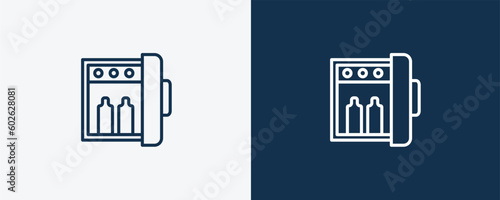 minibar icon. Outline minibar icon from hotel and restaurant collection. Linear vector isolated on white and dark blue background. Editable minibar symbol.