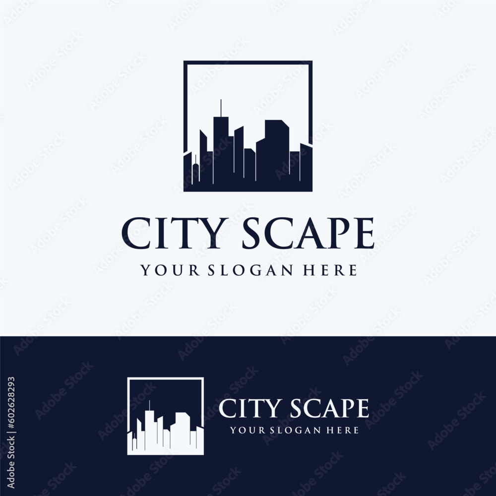 Healthy modern city skyline logo template design.Logo for business, property, building and architect.