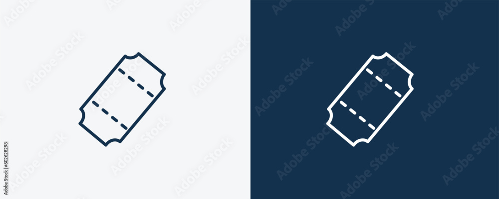 tickets icon. Outline tickets icon from cinema and theater collection. Linear vector isolated on white and dark blue background. Editable tickets symbol. tickets icon. Outline tickets icon from cinema and theater collection. Linear vector isolated on white and dark blue background. Editable tickets symbol.