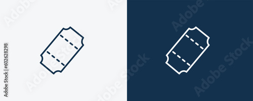 tickets icon. Outline tickets icon from cinema and theater collection. Linear vector isolated on white and dark blue background. Editable tickets symbol.