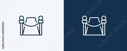 red carpet icon. Outline red carpet icon from cinema and theater collection. Linear vector isolated on white and dark blue background. Editable red carpet symbol.