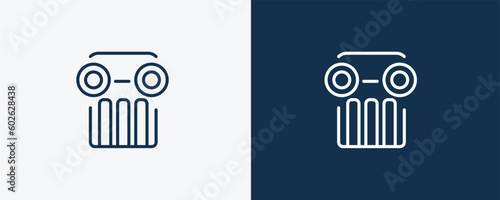 theatre pillar icon. Outline theatre pillar icon from cinema and theater collection. Linear vector isolated on white and dark blue background. Editable theatre pillar symbol.