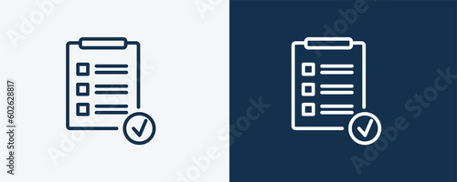 result icon. Outline result icon from marketing collection. Linear vector isolated on white and dark blue background. Editable result symbol.