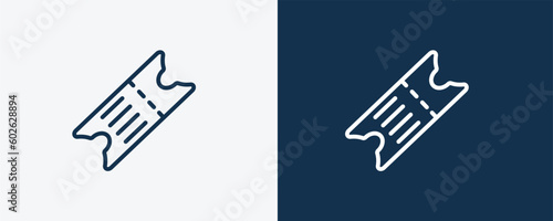 eticket icon. Outline eticket icon from marketing collection. Linear vector isolated on white and dark blue background. Editable eticket symbol.