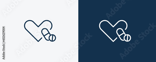 antibiotics icon. Outline antibiotics icon from health and medical collection. Linearvector isolated on white and dark blue background. Editable antibiotics symbol.