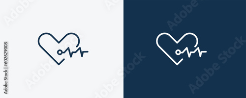 cardiology icon. Outline cardiology icon from health and medical collection. Linearvector isolated on white and dark blue background. Editable cardiology symbol.