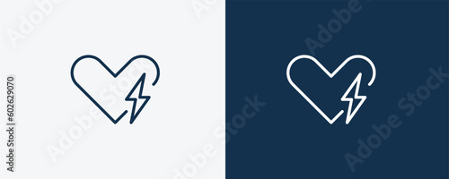 defibrillator icon. Outline defibrillator icon from health and medical collection. Linearvector isolated on white and dark blue background. Editable defibrillator symbol.