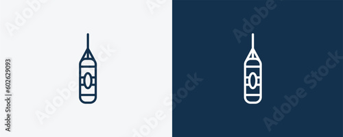 punching bag icon. Outline punching bag icon from health and medical collection. Linearvector isolated on white and dark blue background. Editable punching bag symbol.