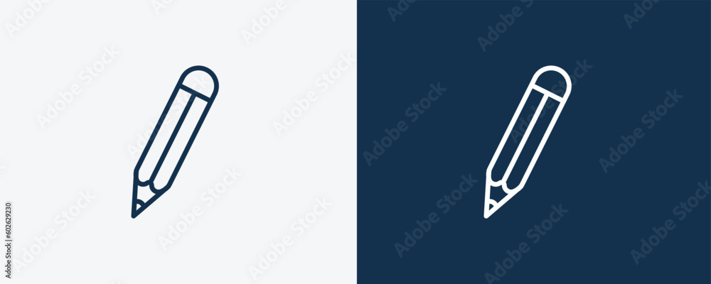 edit pencil icon. Outline edit pencil, pencil icon from education collection. Linear vector isolated on white and dark blue background. Editable edit pencil symbol. edit pencil icon. Outline edit pencil, pencil icon from education collection. Linear vector isolated on white and dark blue background. Editable edit pencil symbol.