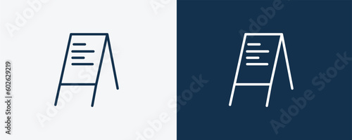 flip chart icon. Outline flip chart, business icon from education collection. Linear vector isolated on white and dark blue background. Editable flip chart symbol.