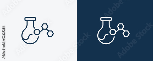 chemical content icon. Outline chemical content, content icon from education collection. Linear vector isolated on white and dark blue background. Editable chemical content symbol.
