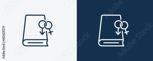 fraternity icon. Outline fraternity, friendship icon from education collection. Linear vector isolated on white and dark blue background. Editable fraternity symbol.