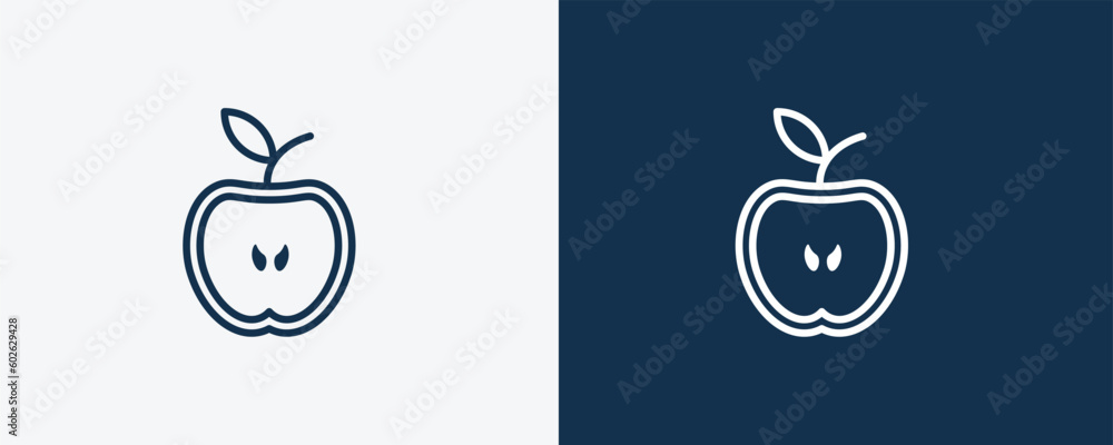 half apple icon. Outline half apple, apple icon from ecology collection ...