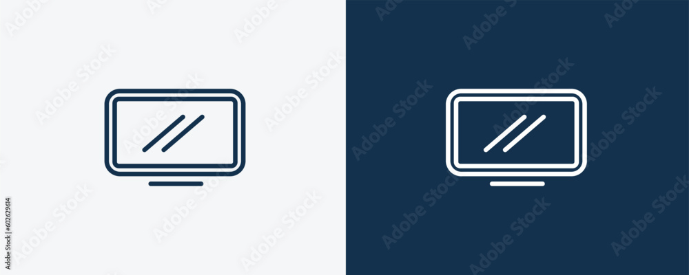 monitor screen icons. Outline monitor screen, network icon from computer and tech collection. Linear vector isolated on white and dark blue background. Editable monitor screen symbol. monitor screen icons. Outline monitor screen, network icon from computer and tech collection. Linear vector isolated on white and dark blue background. Editable monitor screen symbol.