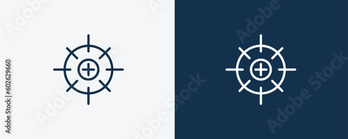 calibrate icons. Outline calibrate, equipment icon from computer and tech collection. Linear vector isolated on white and dark blue background. Editable calibrate symbol.