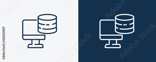 pc storage icons. Outline pc storage, technology icon from computer and tech collection. Linear vector isolated on white and dark blue background. Editable pc storage symbol.