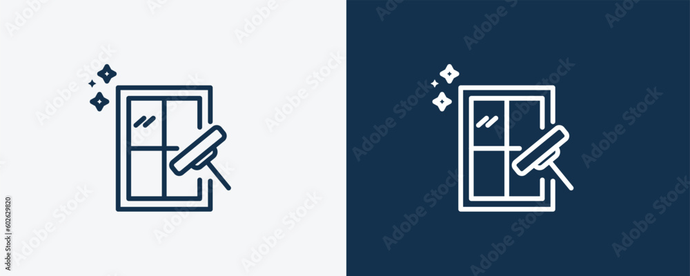 clean window icon. Outline clean window, car icon from cleaning collection. Linear vector isolated on white and dark blue background. Editable clean window symbol. clean window icon. Outline clean window, car icon from cleaning collection. Linear vector isolated on white and dark blue background. Editable clean window symbol.