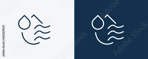 dry icon. Outline dry, clean icon from cleaning collection. Linear vector isolated on white and dark blue background. Editable dry symbol.