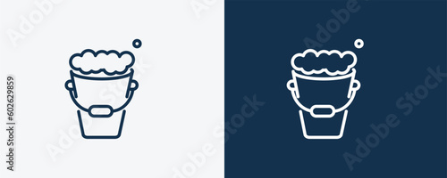 wiping tray tool icon. Outline wiping tray tool, room icon from cleaning collection. Linear vector isolated on white and dark blue background. Editable wiping tray tool symbol.