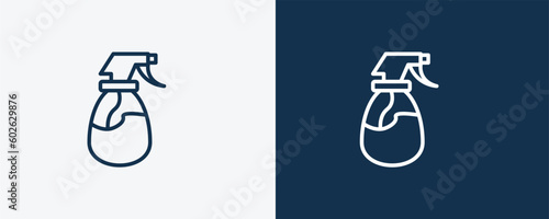 wiping sprayer icon. Outline wiping sprayer, vacuum icon from cleaning collection. Linear vector isolated on white and dark blue background. Editable wiping sprayer symbol.