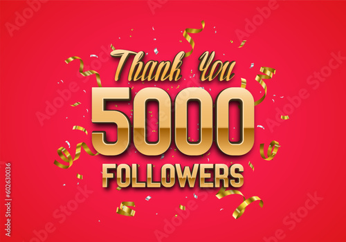 5000 followers. Poster for social network and followers. Vector template for your design.