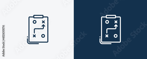 tactic icon.Outline tactic icon from business collection. Linear isolated on white and dark blue background. Editable tactic symbol.