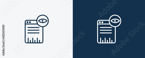 page views icon. Outline page views icon from artificial intellegence collection. Linear vector isolated on white and dark blue background. Editable page views symbol.