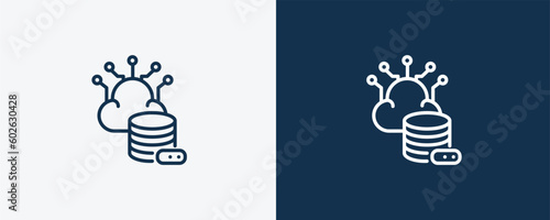 storage icon. Outline storage icon from artificial intellegence collection. Linear vector isolated on white and dark blue background. Editable storage symbol.