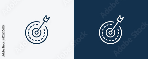 goals icon. Outline goals icon from artificial intellegence collection. Linear vector isolated on white and dark blue background. Editable goals symbol.