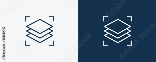 layers icon. Outline layers icon from artificial intellegence collection. Linear vector isolated on white and dark blue background. Editable layers symbol.